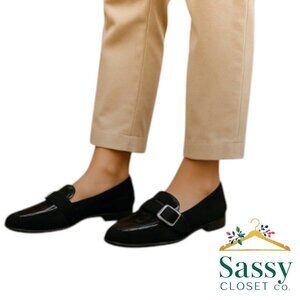 AEROSOLES Elegant Loafers – Black Suede Wedge, Sz 9.5, NWOT